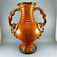 26 13" Gold 2 Handle Footed Vase