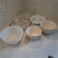 Glass Mixing Bowl and Pie Plate Lot