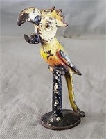 VTG Parrot Painted Cast Iron Figure