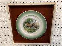 ANTIQUE STAG PLATE IN SHADOW BOX FRAME - 13 X 13