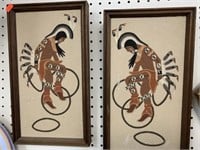 2 NATIVE AMERICAN SAND ART PICTURES W/ WEAR -
