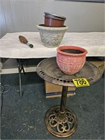 Misc. bird bath & planting pots x4