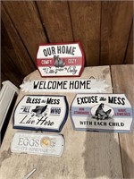Chicken tin signs & welcome sign
