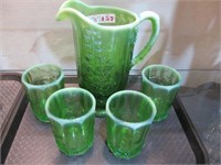 5 PIECE GREEN HOLLY WATER SET