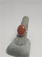 Ladies Sterling Silver Goldstone Ring Size 7.5