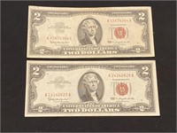 Crisp - 1963 $2 Red Seal Bills