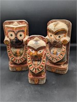 3 Pc. Vintage Indian Family Wooden