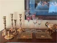 Brass & Glass Candle Sticks, Mackenzie Childs
