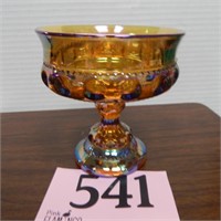AMBER GLASS PEDESTAL CANDY DISH 6 IN