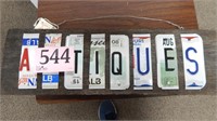"ANTIQUES" LICENSE PLATE SIGN 24 X 7