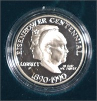 (2) 1990 EISENHOWER CENTEN SILV $1 COMMEM SETS OGP