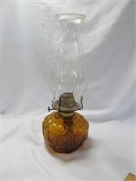Amber Glass Vintage Oil Lamp / Hurricane Lamp