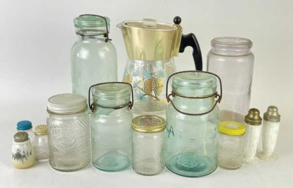 Vintage Glass Jars, Percolator, and More