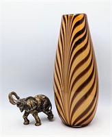 Fine Crystal Vase & Elephant Figure