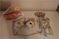 Porcelain Dresser Set & Seashells
