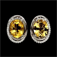 Natural Citrine &  White Topaz Earrings