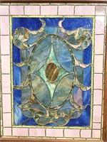 Antique Stained Slag & Molded Glass Window