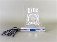 Pilsner Lite Beer Lighted Sign with Digital Clock