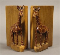 2 Decorative Wood Giraffe Bookends