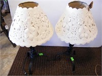 PAIR BLACK WROUGHT IRON LAMPS