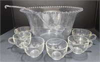 (AQ) Candlewick Punch Bowl Set Includes 6 Cups,