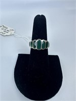 Sterling Inlay Malachite Ring