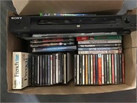 Sony CD DVD player with CDs and DVDs