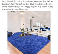 Navy Blue Fluffy Living Room Rugs