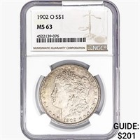 1902-O Morgan Silver Dollar NGC MS63