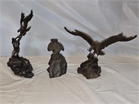 3 Eagle Sculptures
