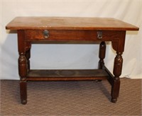 Oak library table, one drawer front  42 X 26 X 29H