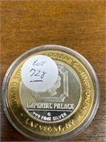 IMPERIAL PALACE SILVER $10 GAMING TOKEN