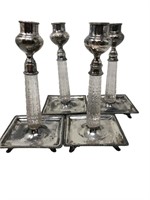 Silver plated and crystal glass candle holders