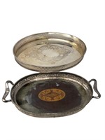 Silver plated small bordered trays barware