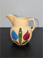 Vintage Tulip Pitcher Hand Painted Pottery.