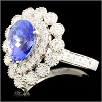 18K Gold Ring: 1.95ct Tanzanite & 0.87ctw Diam