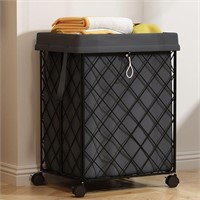 Boho Laundry Hamper on Wheels-92L Basket Large Lau