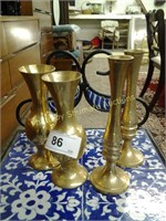 Lot of 4 brass bud vases