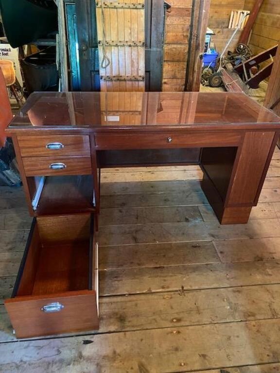 Large Handmade Desk with Glass Top