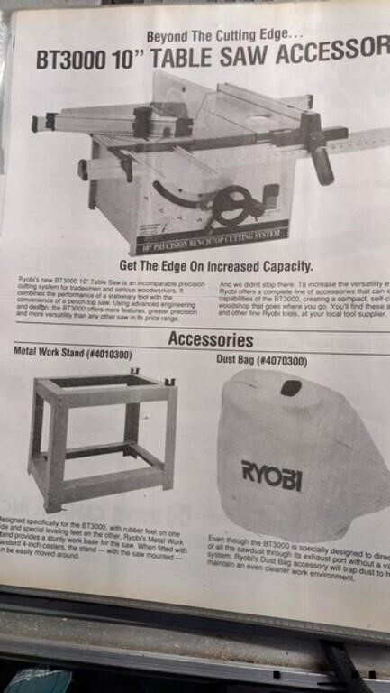 Ryobi BT 3000 10" Table Saw