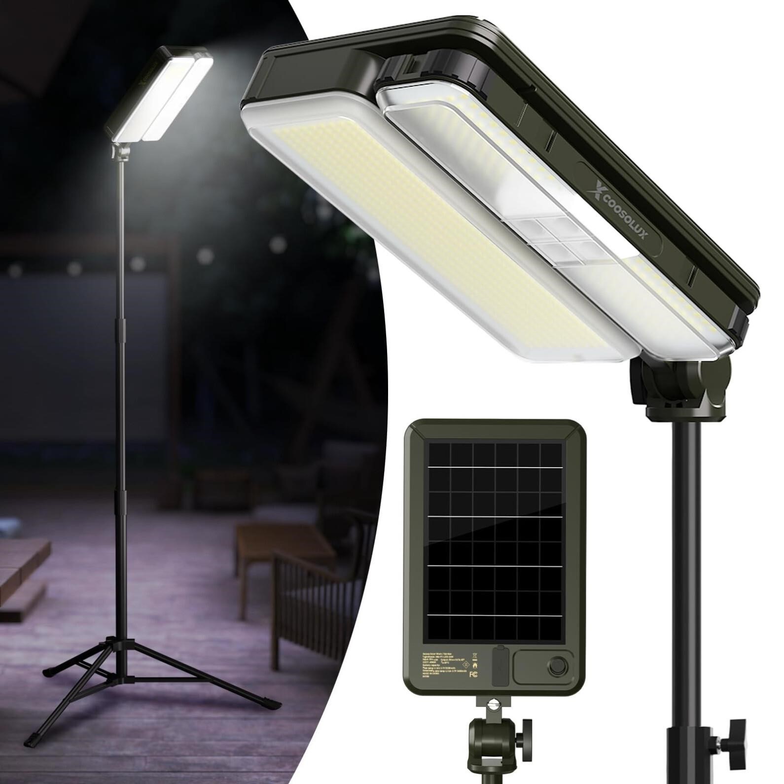 COOSOLUX Outdoor Solar Camping Lights with 2 Ligh