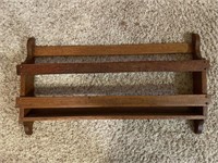 Oak Wall mount shelf with plate rail 25 1/2