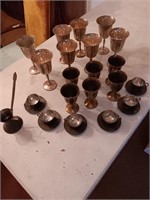20pcs silver plate goblets, cups and brass