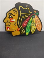 BLACK HAWKS WOODEN SIGN