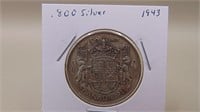 1943 Canadian 50 Cent / Half-dollar Coin