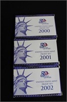 2000, 2001, and 2002 US Mint Proof Sets