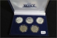 5 DECADES OF SILVER PROOF HALF DOLLARS COIN SET