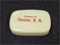 Custard Glass Chester, N.H. Souvenir Paperweight