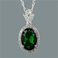 18k White Goldpl Oval 1.41ct Emerald Necklace