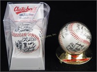 2 Cleveland Indians Team Autograph Baseballs